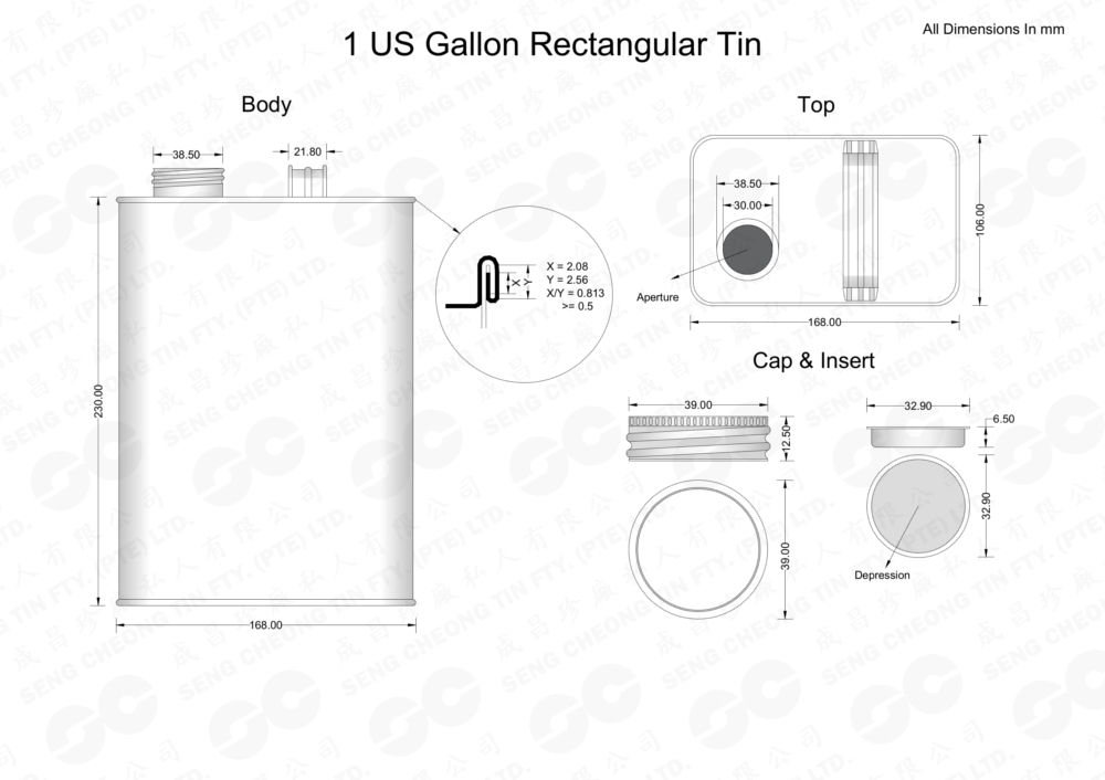 1 US Gallon Rectangular Tin (watermark)